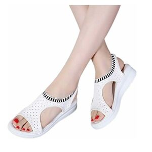 White Knit Fashion Sandals – Size 9.5